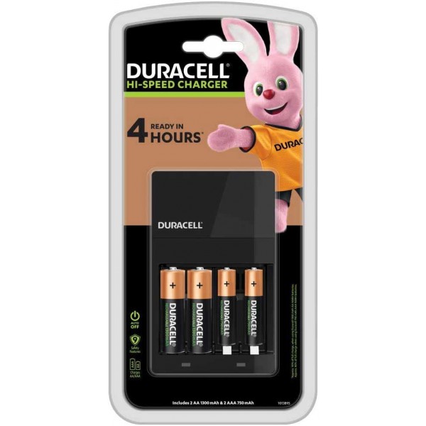DURACELL caricabatterie rapido per batterie AA/AAA, batterie incluse