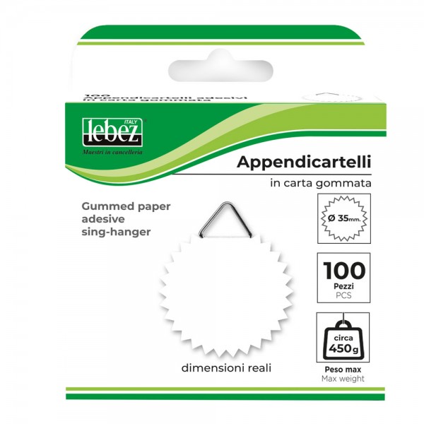 Appendicartelli adesivi in carta gommata colore bianco