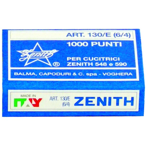 ZENITH punti per cucitrici 6/4 scatola da 1000 punti in filo metallico