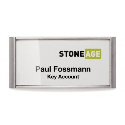 Portanome con clip colore trasparente, silver