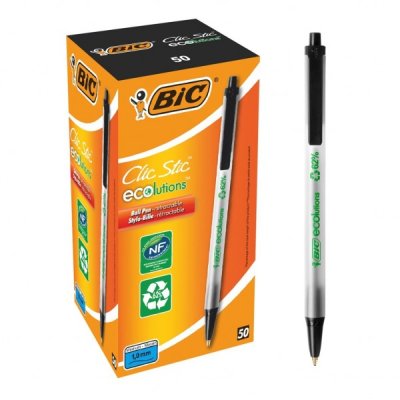 Penna a sfera a scatto BIC - Nero - punta da 1mm - 50pz