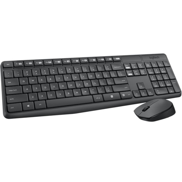 LOGITECH kit di tastiera standard e mouse ambidestro ergonomico con interfaccia wireless