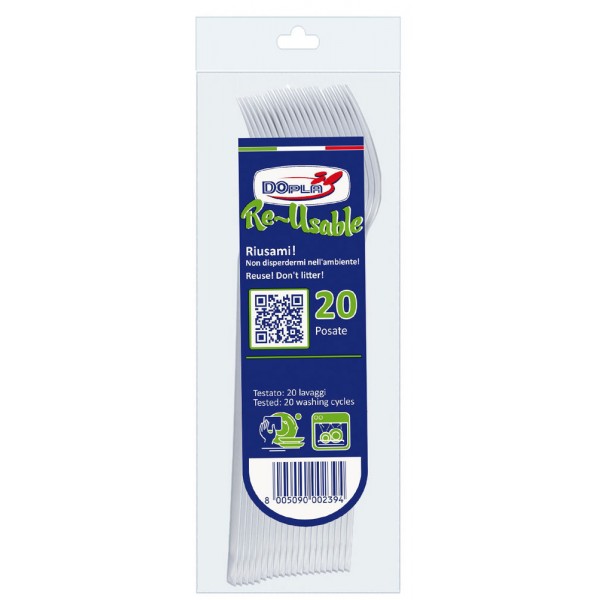 Forchette compact re-usable, 20pz colore trasparente