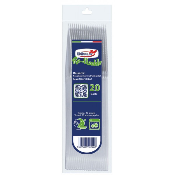 Coltelli compact re-usable, 20pz colore trasparente