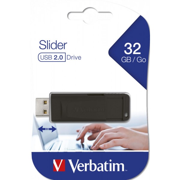Pen drive usb 2.0 slider da 32gb colore nero