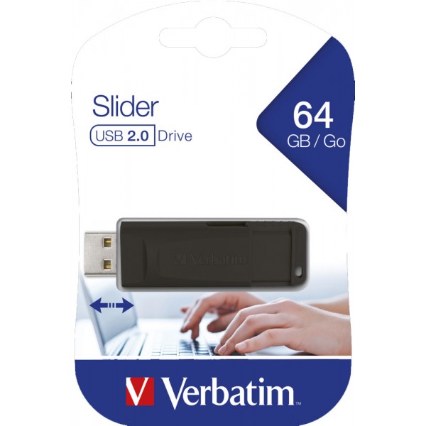 Pen drive slider usb 2.0 da 64gb colore nero