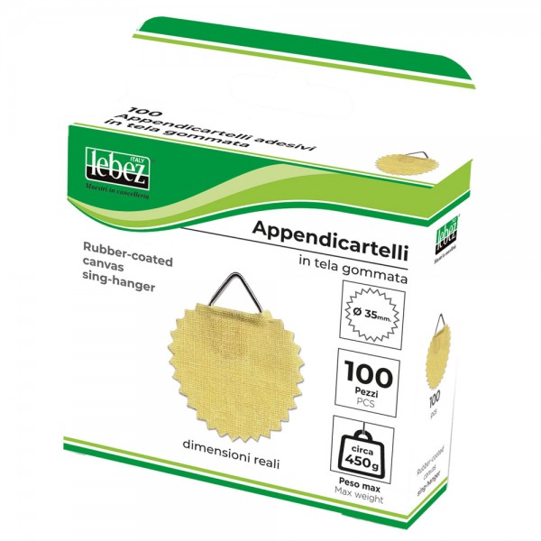 Appendicartelli adesivi in tela gommata colore avana