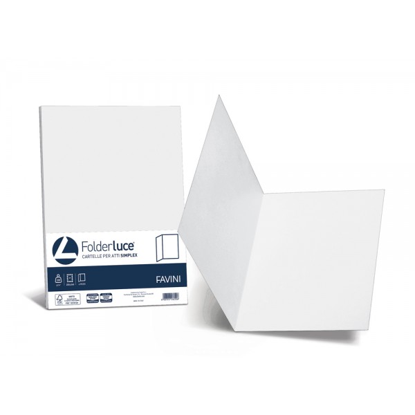 Cartelline in cartoncino FAVINI da 200gr, senza lembi, finitura liscia - Bianco - 50pz