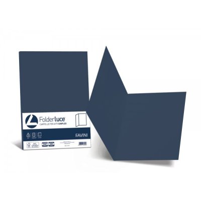 Cartelline in cartoncino FAVINI da 200gr, senza lembi, finitura liscia - Blu cobalto - 50pz
