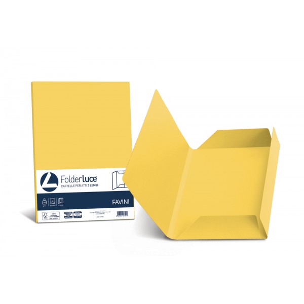 FAVINI cartellina in cartoncino a 3 lembi 24,5x34,5cm - 200g - Giallo