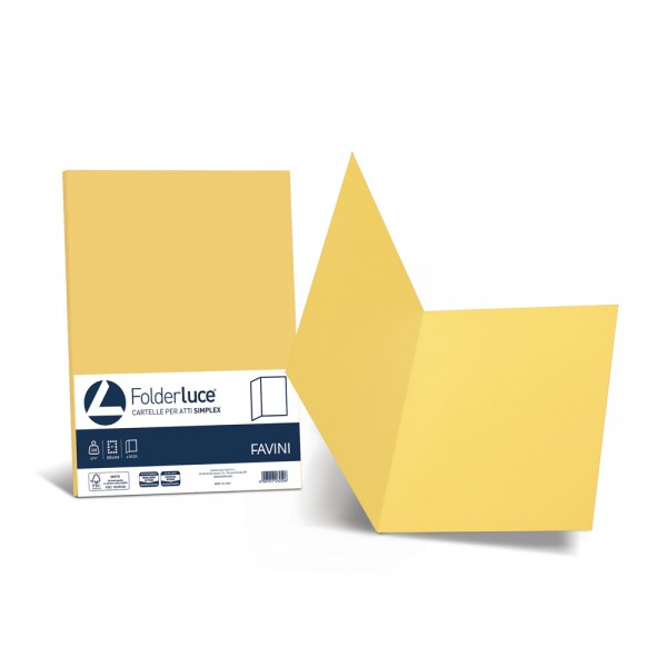 Cartelline in cartoncino FAVINI da 200gr, senza lembi, finitura liscia - Giallo sole - 50pz