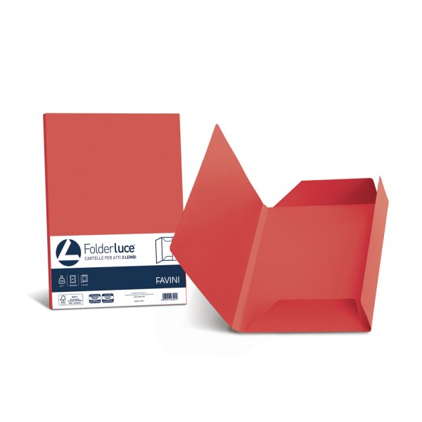 FAVINI cartellina in cartoncino a 3 lembi 24,5x34,5cm - 200g - Scarlatto