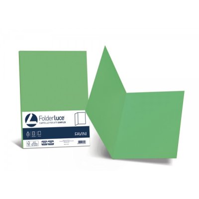 Cartelline in cartoncino FAVINI da 200gr, senza lembi, finitura liscia - Verde - 50pz