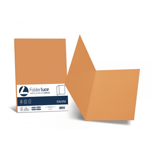 Cartelline in cartoncino FAVINI da 200gr, senza lembi, finitura liscia - Arancione - 50pz