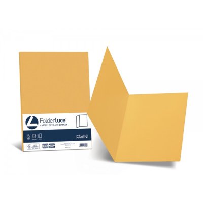 Cartelline in cartoncino FAVINI da 200gr, senza lembi, finitura liscia - Giallo oro - 50pz