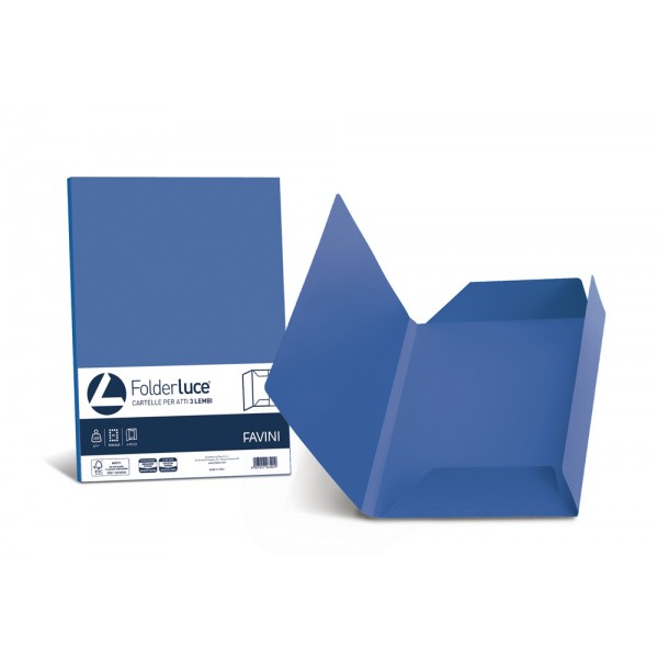 FAVINI cartellina in cartoncino a 3 lembi 24,5x34,5cm - 200g - Blu