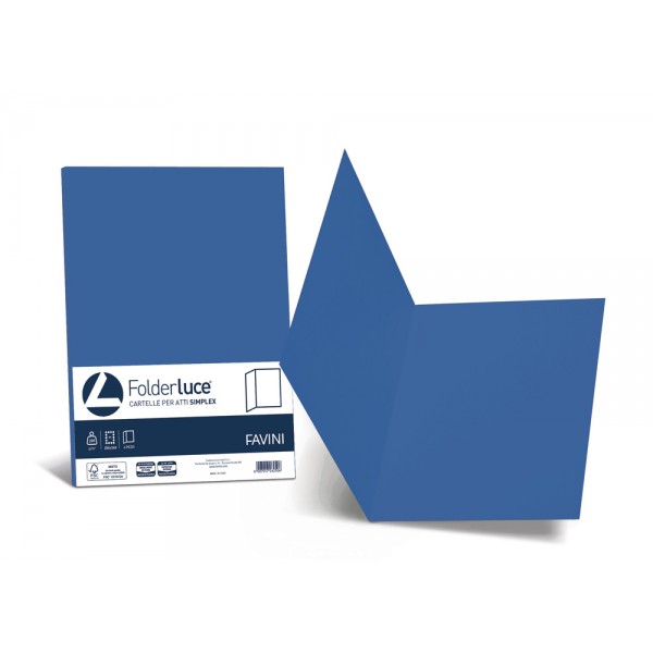 Cartelline in cartoncino FAVINI da 200gr, senza lembi, finitura liscia - Blu prussia - 50pz