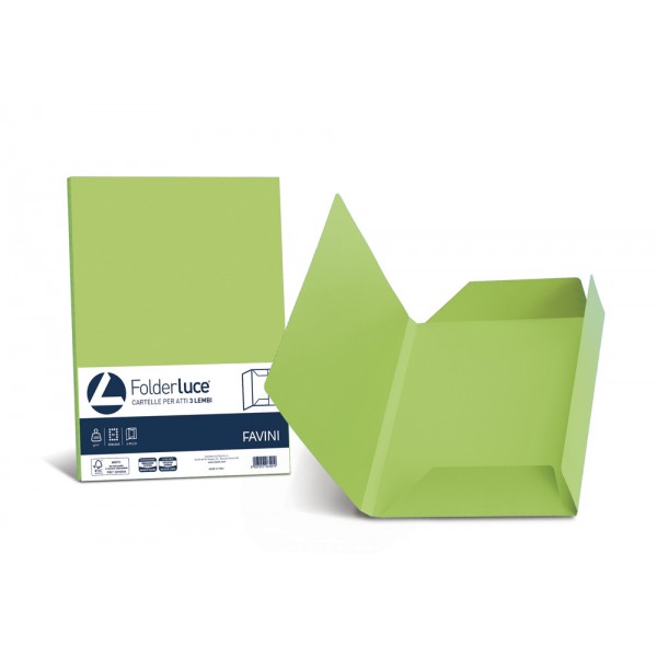FAVINI cartellina in cartoncino a 3 lembi 24,5x34,5cm - 200g - Pistacchio