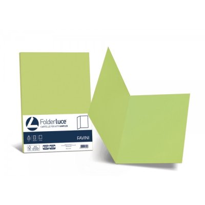 Cartelline in cartoncino FAVINI da 200gr, senza lembi, finitura liscia - Pistacchio - 50pz
