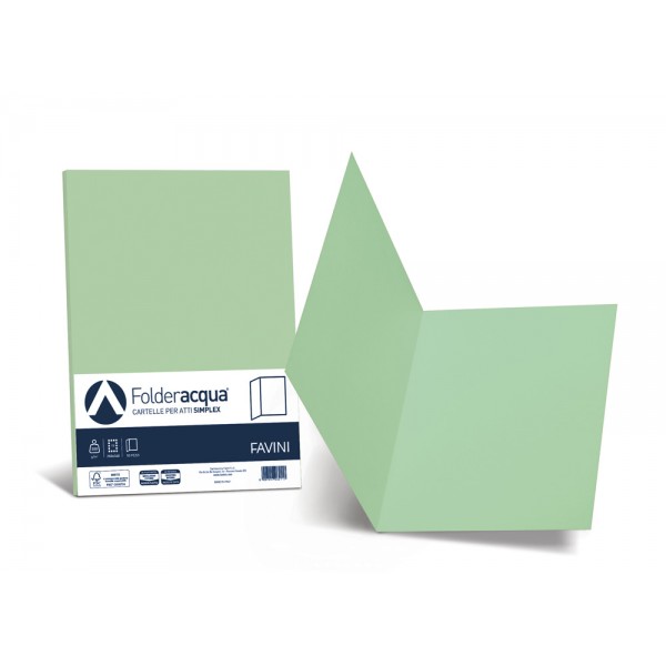 Cartelline in cartoncino FAVINI da 200gr, senza lembi, finitura liscia - Verde chiaro - 50pz