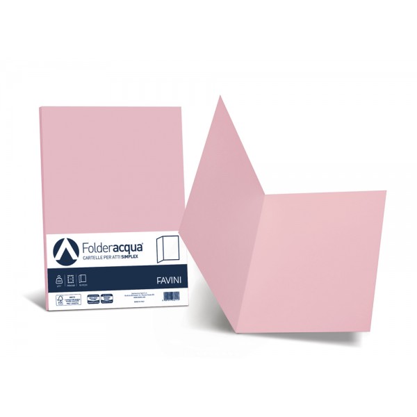 Cartelline in cartoncino FAVINI da 200gr, senza lembi, finitura liscia - Rosa - 50pz