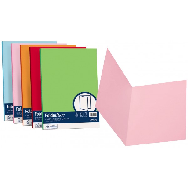 Cartellina in cartoncino FAVINI da 200gr, senza lembi, finitura liscia - Assortiti - 50pz