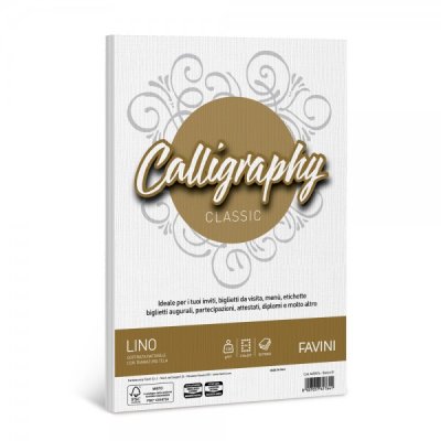 Calligraphy - carta lino a4 colore bianco grammatura 120gr