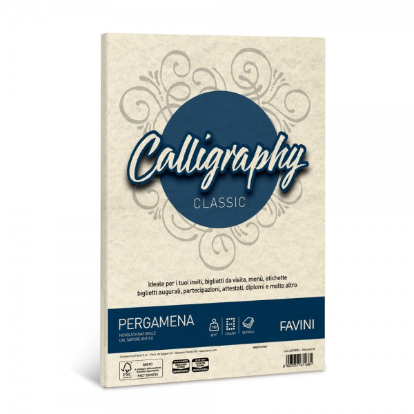 Calligraphy - carta pergamena a4 colore naturale grammatura 190gr