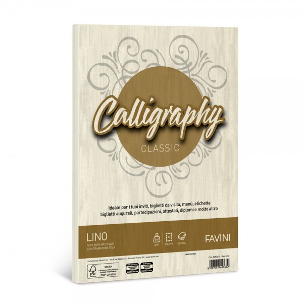 Calligraphy - carta lino a4 colore avorio grammatura 200gr