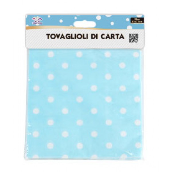 Tovaglioli a pois colore azzurro