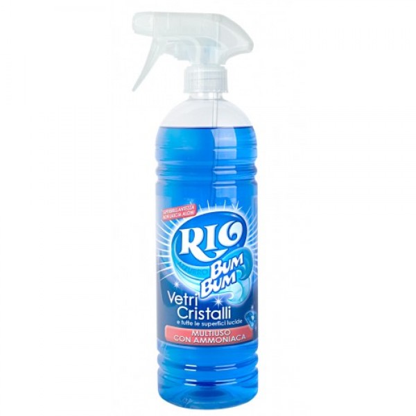 RIO sgrassatore spray con ammoniaca per vetri, cristalli e tutte le superfici lucide