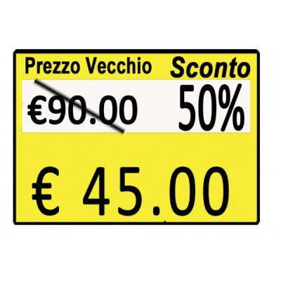 Etichette "taglio prezzo, sconto, prezzo scontato" colore bianco