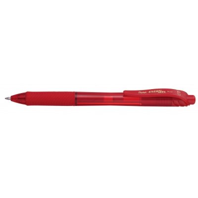 PENTEL Penna roller a scatto con grip in gomma antiscivolo, ideale per mancini - punta 0,7mm - Rosso