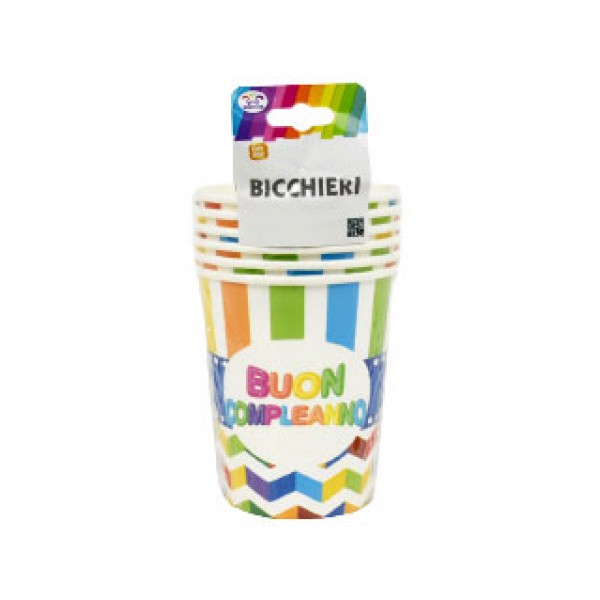 Bicchieri buon compleanno colore assortiti