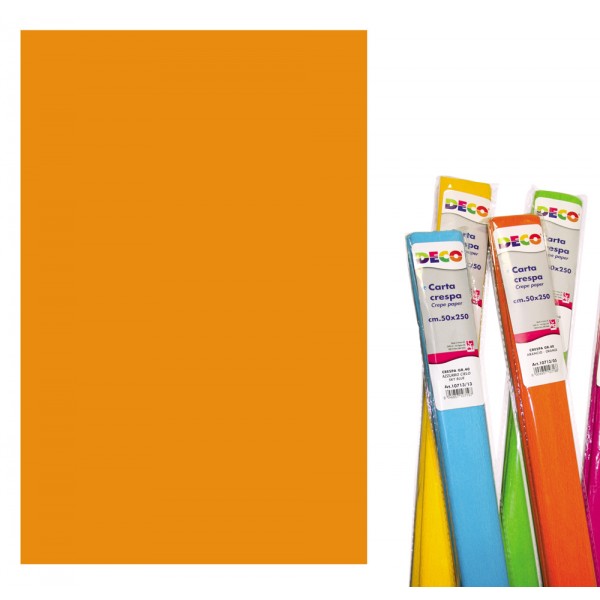 Carta crespa 250x50cm, rotolo colore arancione grammatura 40gr