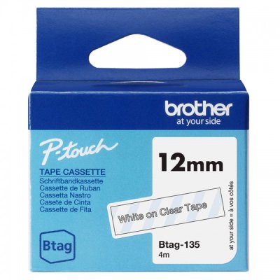 Brother btag135 nastro bianco/trasparente colore bianco su trasparente