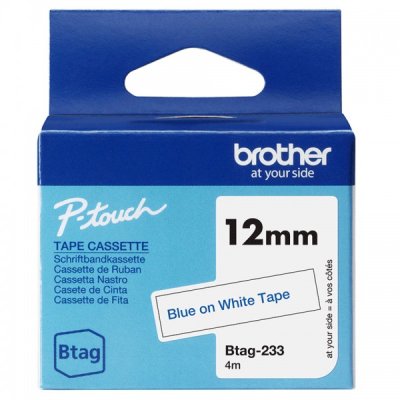 Brother btag233 nastro blu/bianco colore blu su bianco