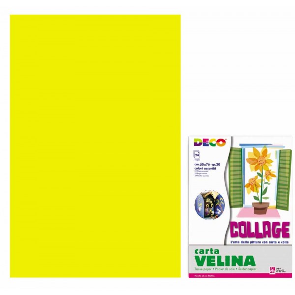 Carta velina 24 fogli, 50x76cm colore giallo grammatura 20gr