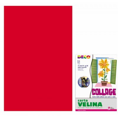 Carta velina 24 fogli, 50x76cm colore rosso grammatura 20gr