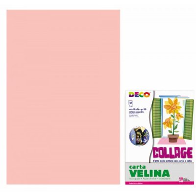 Carta velina 24 fogli, 50x76cm colore rosa grammatura 20gr