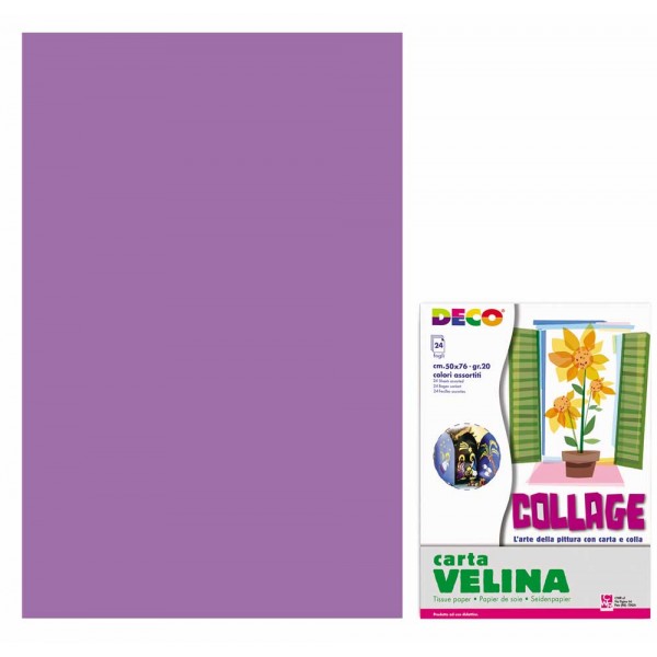 Carta velina 24 fogli, 50x76cm colore viola grammatura 20gr