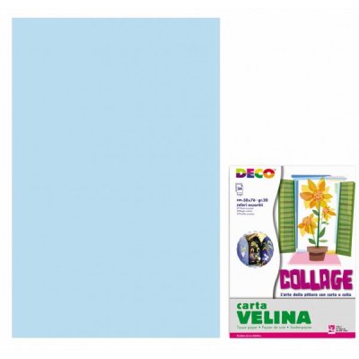 Carta velina 24 fogli, 50x76cm colore azzurro grammatura 20gr