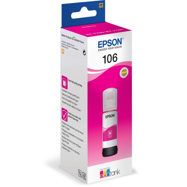 Inchiostro EcoTank Epson 106 Magenta C13T00R340 originale