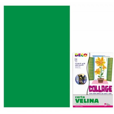 Carta velina 24 fogli, 50x76cm, busta colore verde scuro grammatura 20gr