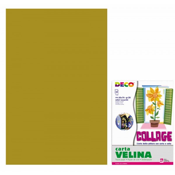 Carta velina 24 fogli, 50x76cm, busta colore marrone grammatura 20gr