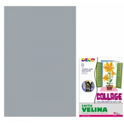 Carta velina 24 fogli, 50x76cm, busta colore argento grammatura 20gr