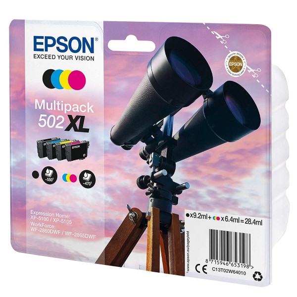 Multipack Epson 502XL Nero Ciano Magenta Giallo originali (C13T02W64010) cartucce