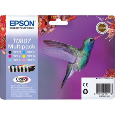 T0807 cartuccia multipack cmyklclm colore nero, ciano, ciano chiaro, magenta, magenta chiaro, giallo