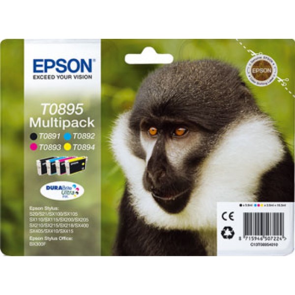T0895 cartuccia multipack cmyk colore nero, ciano, magenta, giallo
