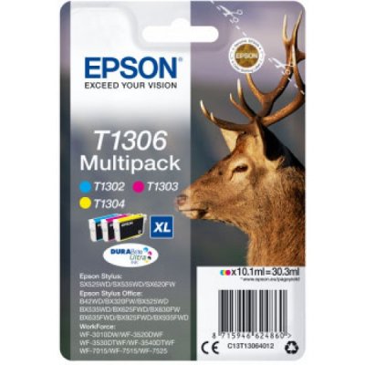 Multi pack Epson T1306 Ciano Magenta Giallo originali (C13T13064510) cartucce